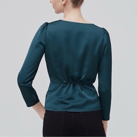 J.Crew Satin peplum crepe button-front blouse - Picture 2 of 7